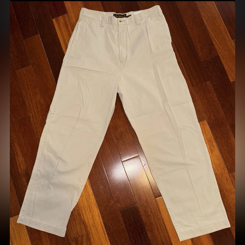 Timberland Vintage Y2K Pants Men's Straight Twill Cotton, Beige, Size 34